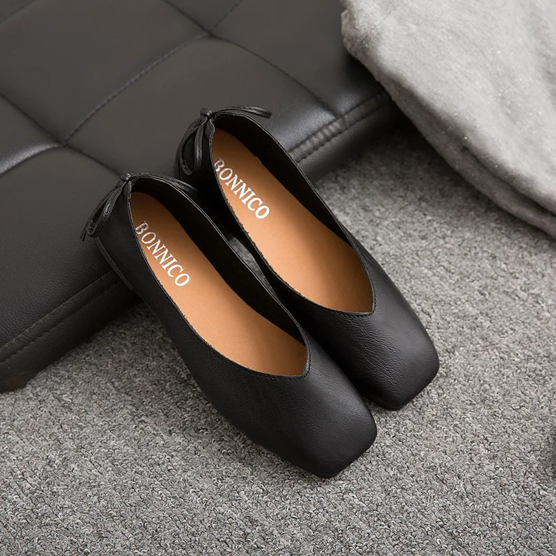

2019 Spring And Autumn New Style Low-Cut Square Head Retro Shoes Comfortable Low Heel Anti-slip Grandma Shoes Small WOMEN'S Flat