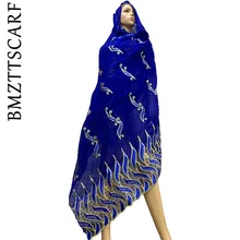 Хороший дизайн Африканский женский шарф большая вышивка мусульманский женский шарф тяжелый шарф для обертывания BM931