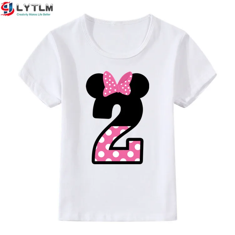 LYTLM футболка для девочек на 2 дня рождения Fille Happy Birthday, топы для маленьких девочек, roupa infantil, футболка для малышей, Детские футболки для девочек - Цвет: DX White