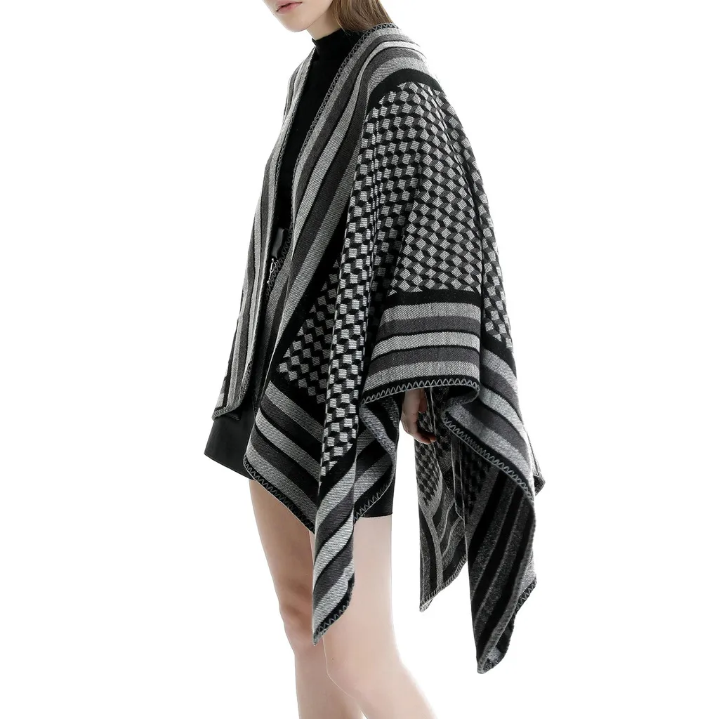 Полосатый Элегантный Cachecol Feminino Inverno вышитый узор Теплый шерстяной платок Herfst Mode для женщин Pasminas De Mujer# BL5