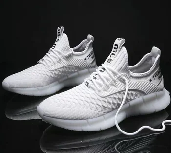 

Breathable Male Fashion Soft Jelly Bottom Sneakers Lightweight Men Casual Shoes Footwear Lace Up Walking Shoes