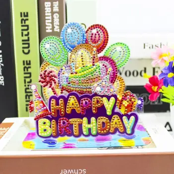 

5D DIY Special Shaped Diamond Painting Happy Birthday 3D Puzzle Rhinestone Crystal Children'S Birthday Gift