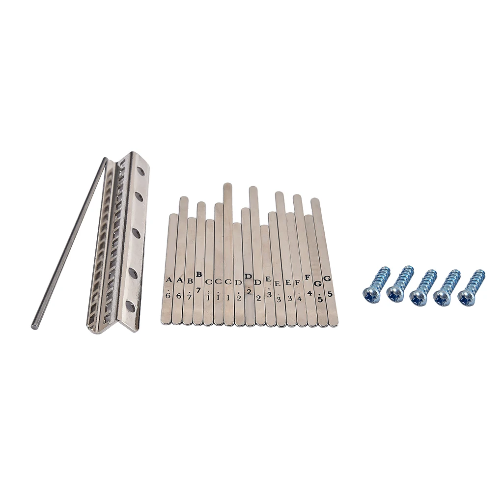 Tooyful Exquisite 1 Pack Stainless Steel Keys Kits Hardware for 17 Keys Thumb Piano Kalimba Replacement Parts DIY
