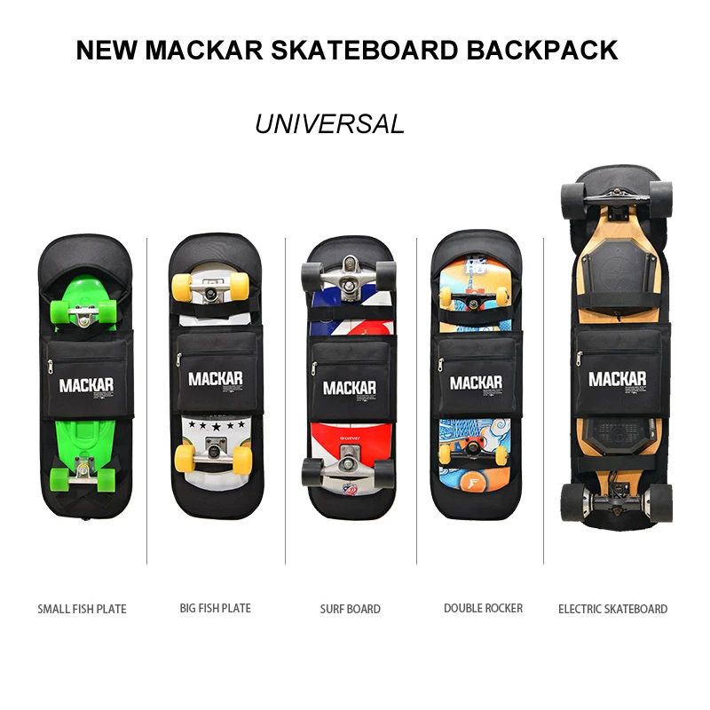 MACKAR Adjustable 88-100cm Universal Skateboard Backpack Big Fishboard 35in Surfing Skate Board 39in Electric Board Folding Bag