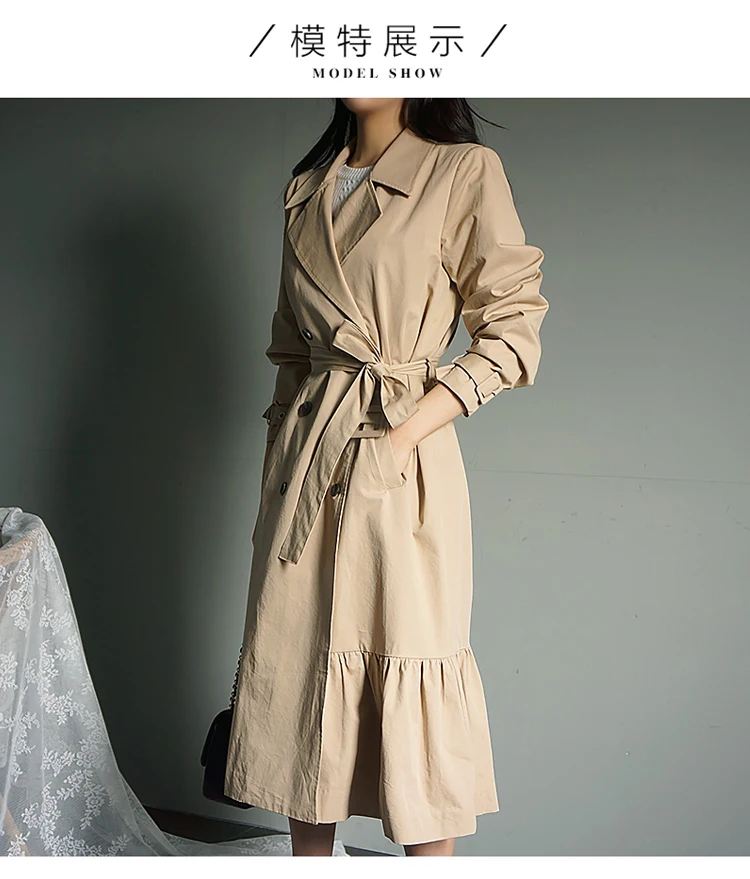 Осень-зима, женские пальто, модные, цвета хаки, длинный рукав, отложной воротник, Повседневная Клубная ветровка, длинное пальто Верхняя одежда женская куртка