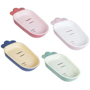 

4PCS Double-Layer Radish Soap Box Creative Draining Rack Soap Tray Non-Slip Soap Stand Case Toilet Shower Tray Holder