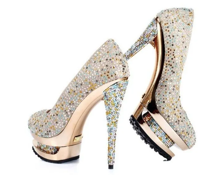 Cristal Zapatos De Boda Negros Novia Satén Tacon Altos Peep