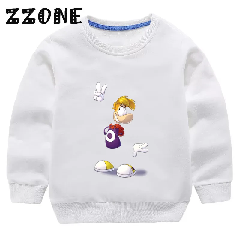 Детские толстовки с капюшоном детские забавные толстовки с принтом «Rayman Legends adventures» пуловер для малышей топы для девочек и мальчиков, осенняя одежда KYT5204 - Цвет: 5204D-White