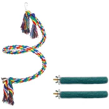

Bird Perch Bird Rope Perch Bird Cage Accessories Bird Toys Set 3 Pcs