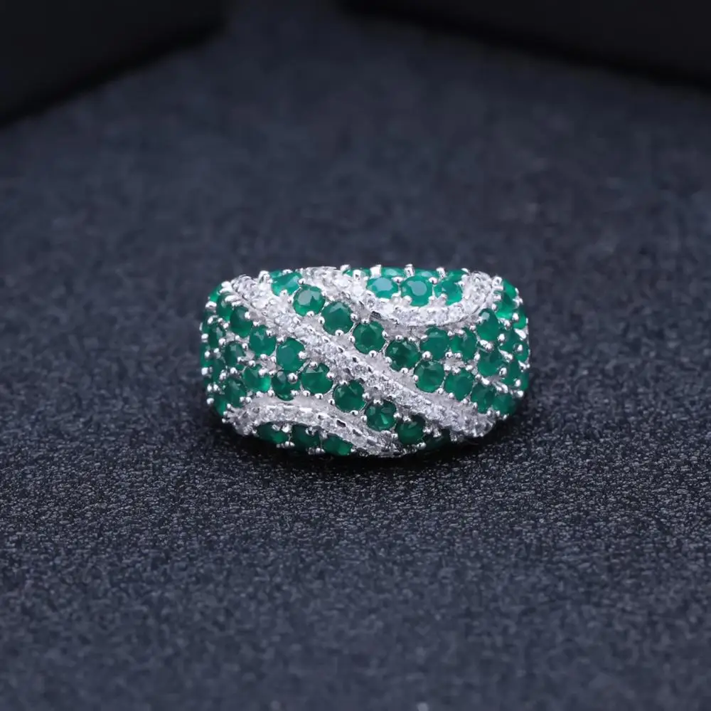 GEM'S BALLE натуральный зеленый агат кольцо серьги набор 925 пробы серебро драгоценный камень Винтаж набор украшений для женщин Роскошные ювелирные изделия