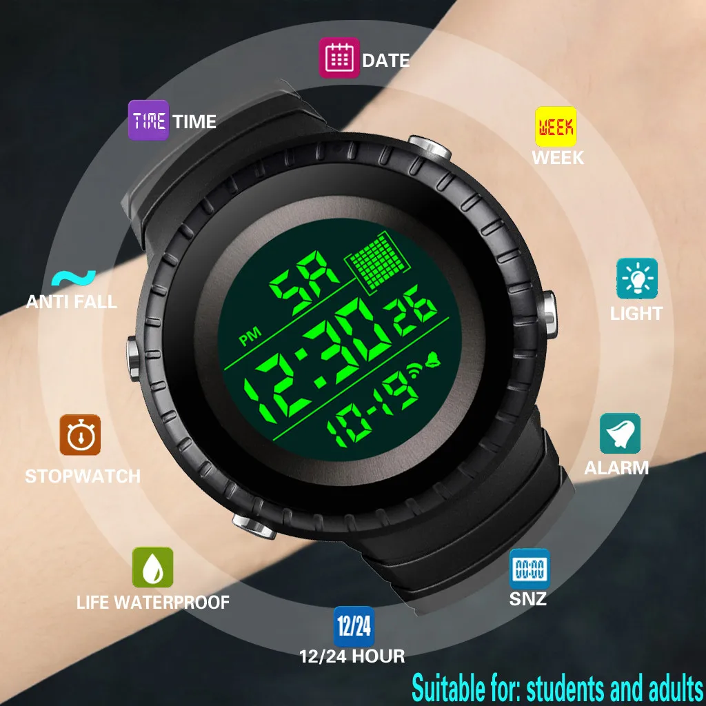 HONHX часы мужские 50 метров водонепроницаемые женские цифровые светодиодный часы Дата Спорт на открытом воздухе электронные часы reloj resistente al agua# N03