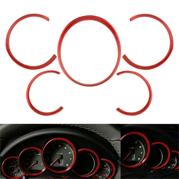 

5pcs Car Red Dashboard Meter Ring Speedometer Gauge Console Cover Display Trim fit for Porsche 911 991 2011 2012 2013 2014 2015
