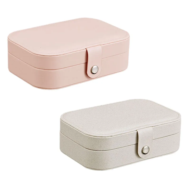 

2 Pcs European Pu Leather Jewelry Boxes Princess Portable Storage Box Multi Layer Large Capacity Jewelry Storage Boxes, White wi