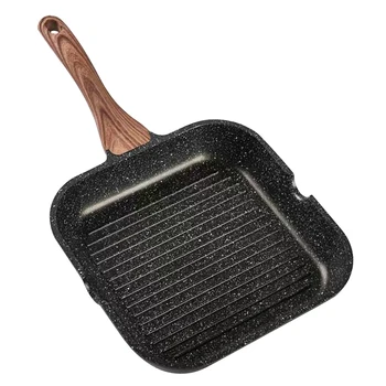

Steak Bacon Portable Aluminum With Pour Spouts Induction Cooker Heat Resistant Anti Scald Grill Pan Nonstick Coating Easy Clean
