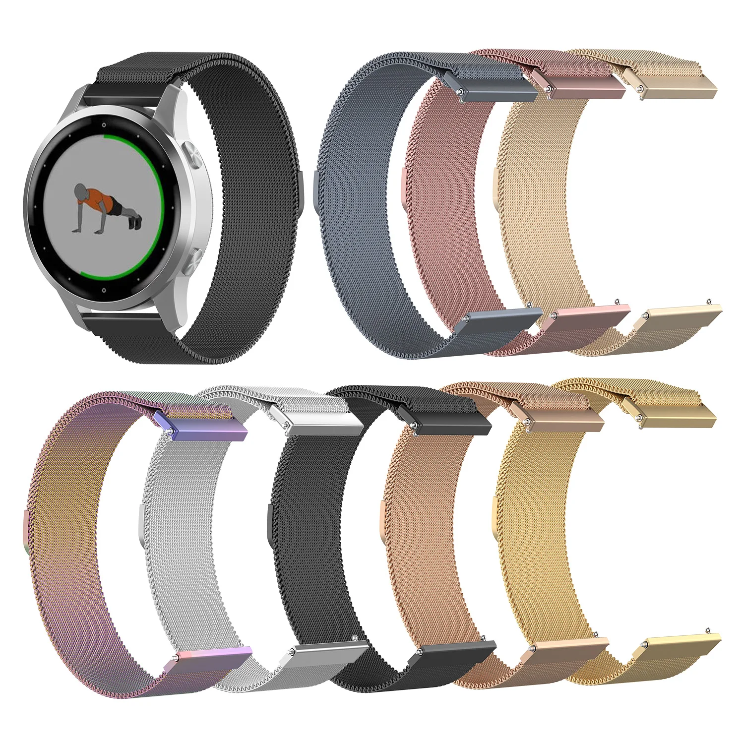 For Garmin Vivoactive 4S Strap 18mm High Quality Stainless Steel Metal Replacement Watch Band Bracelet | Электроника