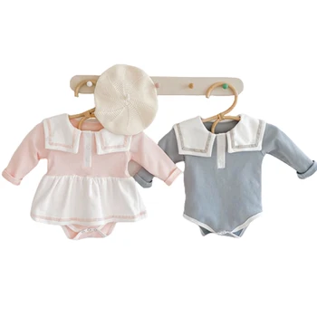 

Baby 2020 Spring New Romper Baby Rompers Cotton Long Sleeve Baby Clothes Cotton Thicken Baby Sailor Collar Infant Girl Jumpsuit