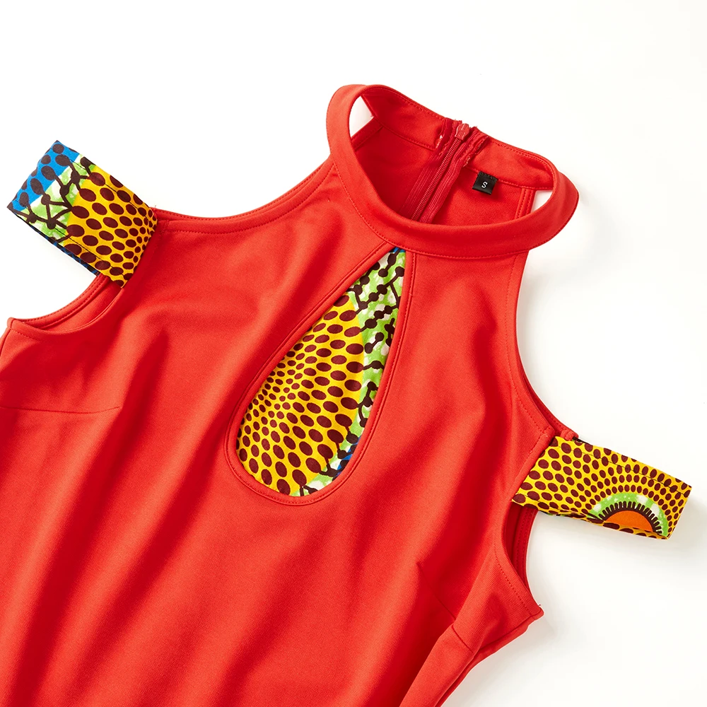 Африканские платья для женщин, длинное Хлопковое платье с восковой печатью, Африканское платье с лямкой на шее, стиль, модные тонкие платья Анкары