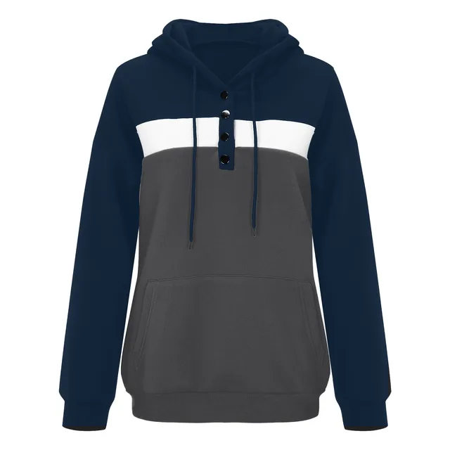 2021 Winter Women Hoodies Fashion Oversized Long Sleeve Patchwork Pullover Top Casual Female Hooded Sweatshirt Sudaderas Con Cap 5