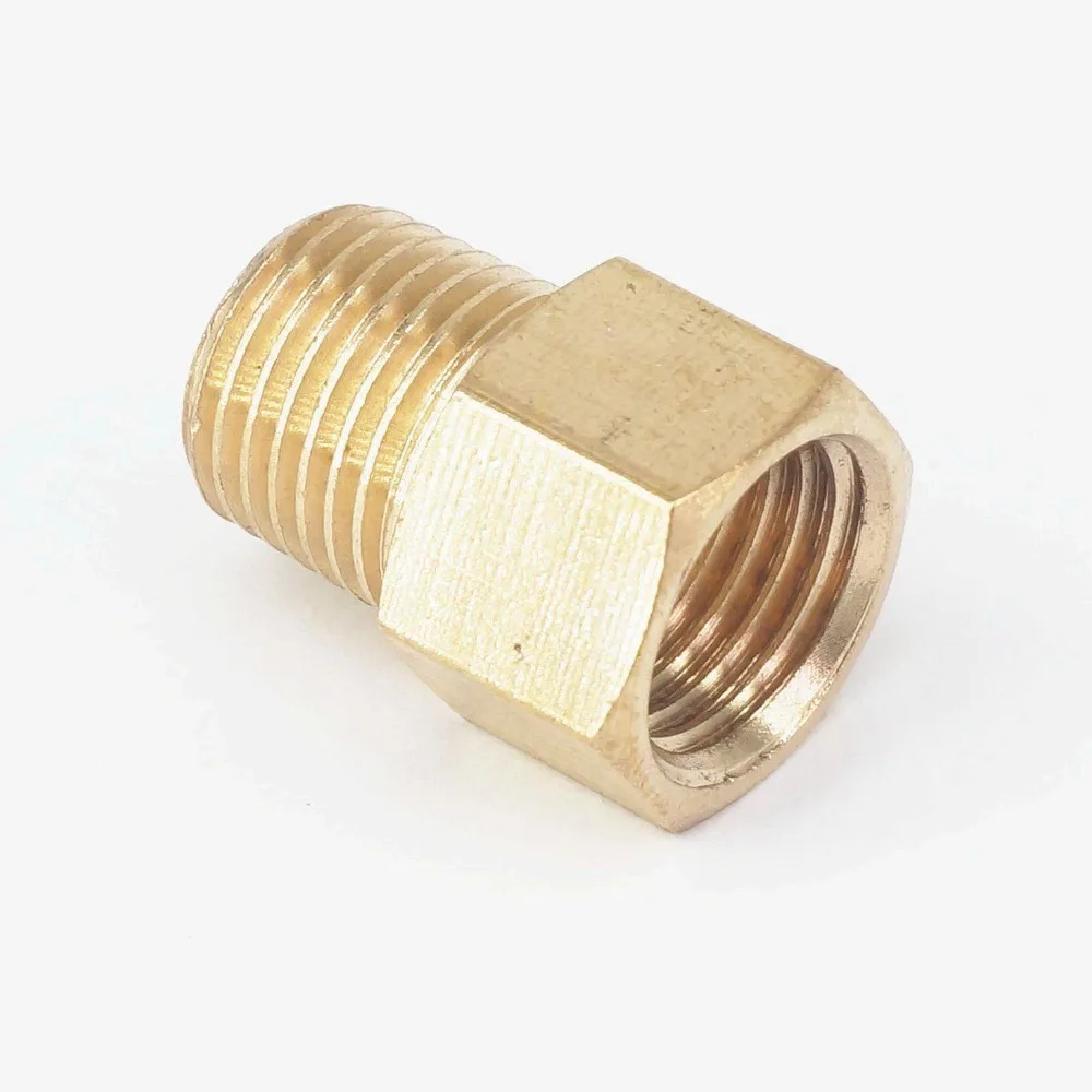 1/4" BSPT Außengewinde x 1/4" NPT Innengewinde Messing Rohrverschraubung Anschlussadapter für Manometer Luft Gas Kraftstoff Wasser – Detail 2