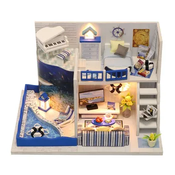 

Handmade DIY Fairy Wooden House Kits 3D Log Cabin Assembly Toy With Furniture LED Best Birthday Gifts For Boys Girls 2020