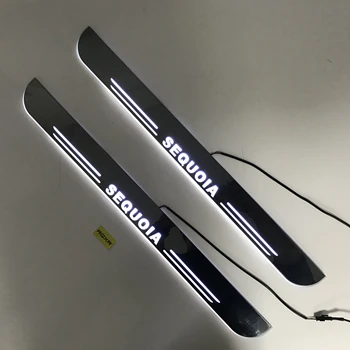 

Acrylic door sill plate strip with led decorative welcome light moving door scuff for Toyota sequoia