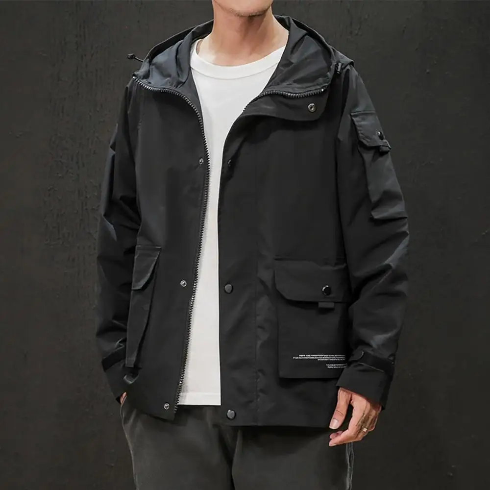 

Plus Size Jackets Men's Autumn Casual Fashion Pure Color Hoodie Zipper Jackets Outdoor Sport Coat Male Clothing
