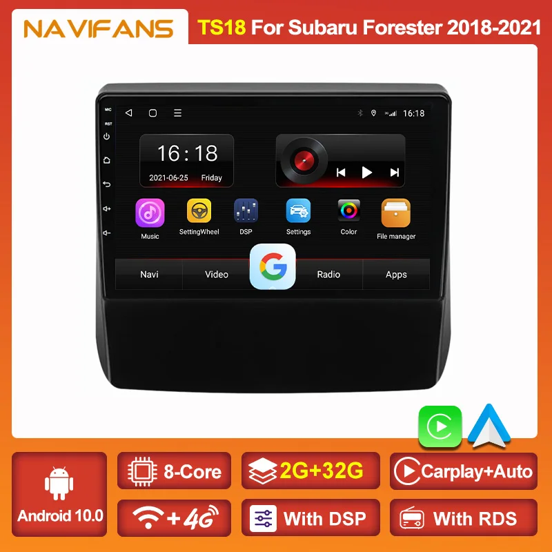 Автомобильный радиоприемник 8 ядер Android 11 DSP Carplay для Subaru XV Forester 5 2018 - 2021