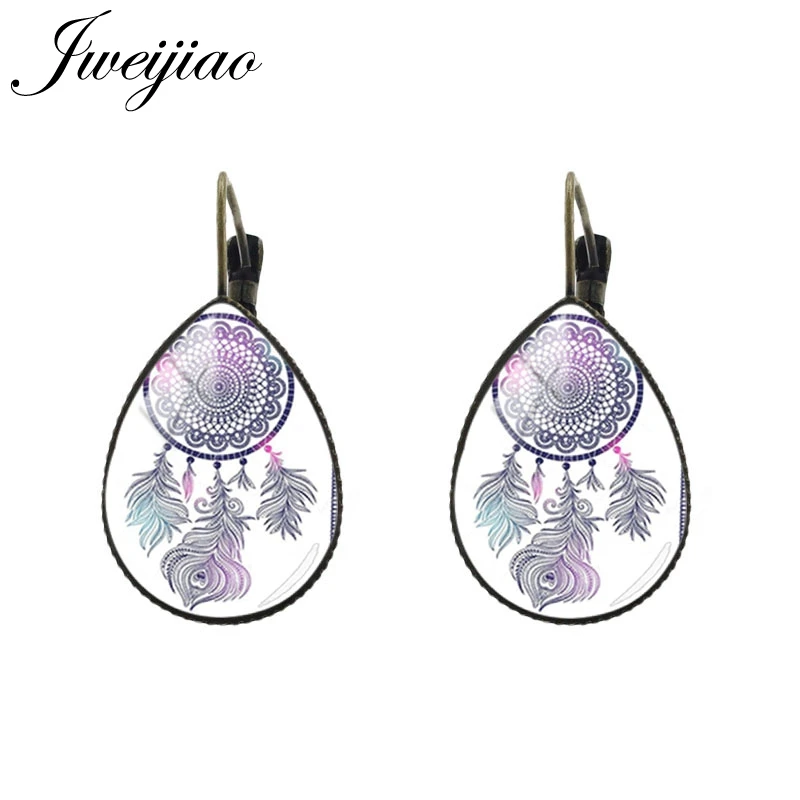 DH99 JWEIJIAO New Arrival Ethnic Boho Dreamcatcher Tassel Dangle Tear water-drop Ear Clip Earrings Bohemian women jewelry gift DH86 - Окраска металла: DH99