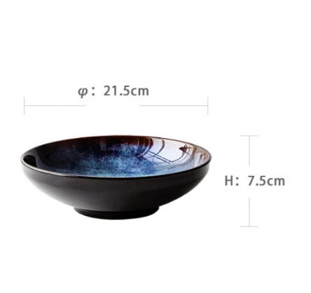 KINGLANG Klin глазурованные керамические тарелки миска для завтрака Западная обеденная миска для лапши простая пластина для стейка Глазурь Цвет Павлин - Цвет: Sallow Plate