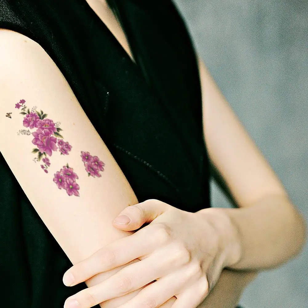 12 шт. цветок роза Водонепроницаемый Временные татуировки наклейки для взрослых детей боди-арт женщин дизайн переводная вода поддельные тату