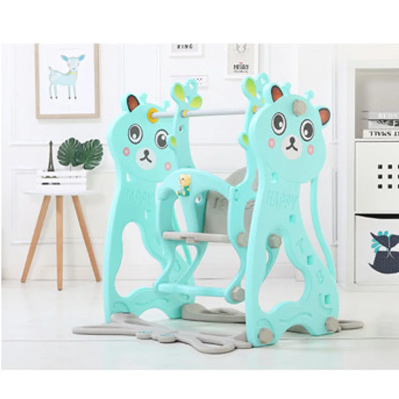 Green Swing Детское кресло-качалка, музыкальная горка с Баскетбольным кольцом, детские качалки с музыкальной машиной, детские качели для помещений и улицы - Цвет: Green Swing