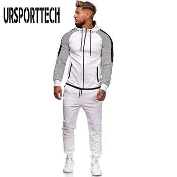 

Striped Tracksuit Men Set 2020 Spring Autumn Sweatsuit Set Mens Sporting Clothing Hoodie + Sweatpants 2 Pieces Set Jogger Outfit