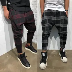 ZOGAA мужские брюки 2019 мода уличная хип хоп облегающая в клетку Брюки повседневные корейские брюки хлопок Полная длина брюки карго мужские