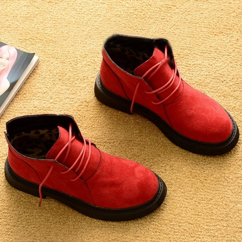 Г. Новая осенне-зимняя женская обувь зимние ботинки теплая плюшевая обувь зимняя женская обувь для холодной погоды Модные женские ботильоны - Цвет: Red for autumn
