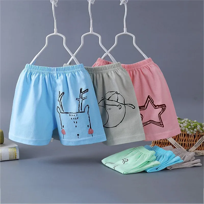Летняя короткая одежда с рисунком для маленьких мальчиков и девочек; брюки; детская повседневная одежда из хлопка; Лидер продаж; эластичные штаны