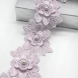Elegant Pearl Flower Lace Trim for DIY Crafts and Sewing Projects - Pack of 10 (Light purple)