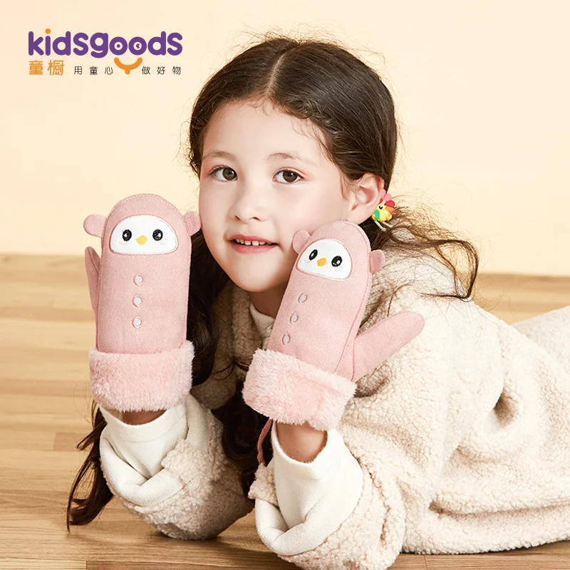 

2019 New Style Suede Gloves Autumn & Winter Outdoor Mittens plus Velvet Halter Children Series Cute Modeling Warm