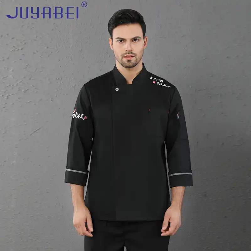 Black Chef Uniform Hotel Catering Service Kitchen Workwear Cafe