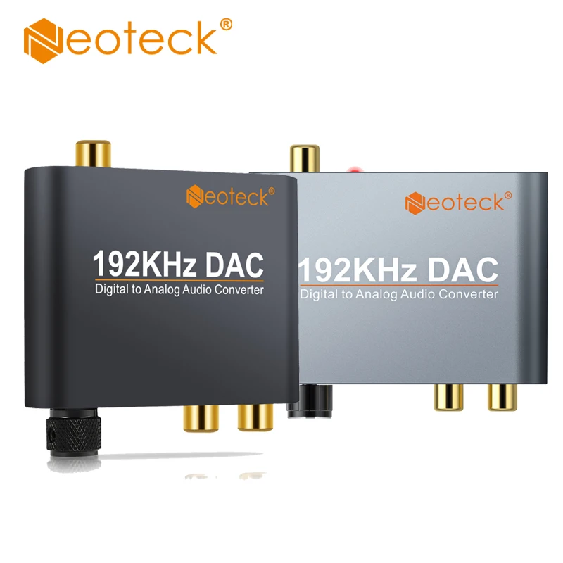 Audio Converter Adapter Neoteck Aluminum DAC Converter Digital to Analog Adapter Optical Coaxial Toslink to Stereo L/R RCA 3.5mm Jack DAC