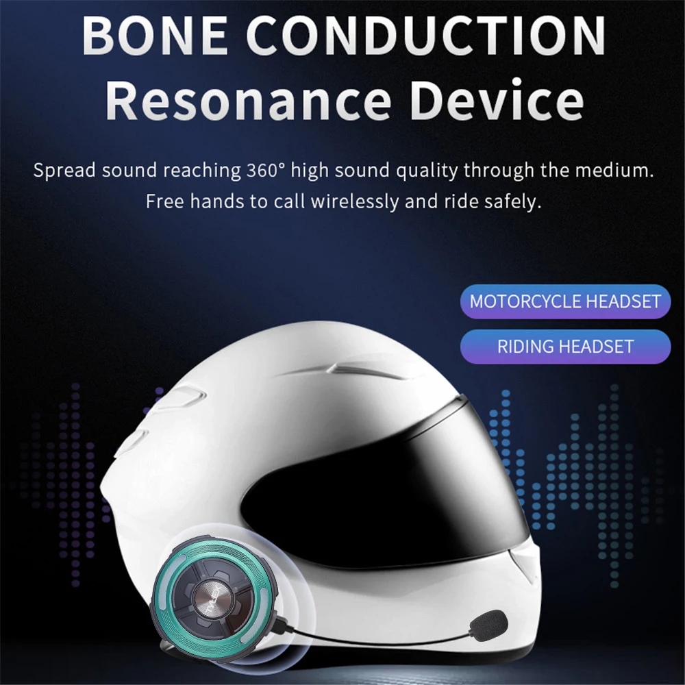 KEBIDUMEI Motorcycle Bone Conduction Bluetooth Helmet Headset Waterproof Wireless Headphone Handsfree Stereo Music P