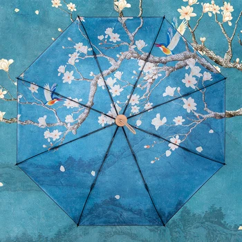 

Flowers and Bird Umbrella Rain Women Windproof Ultralight Sun Rain Automatic Folding Umbrellas Lady Umbrella parasol