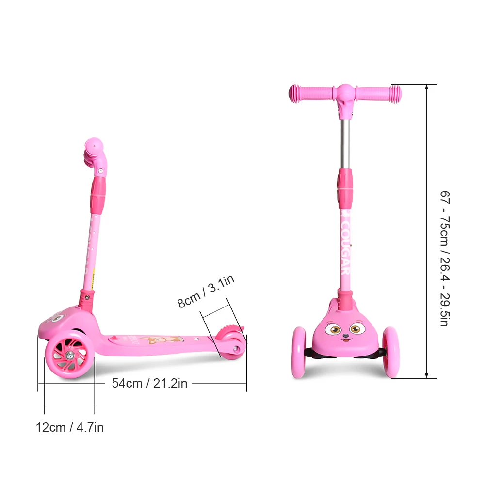 Folding Scooter with Light Up Wheels Adjustable Height for Kids Girls Boys Children Scooter Skateboard 3 Wheels