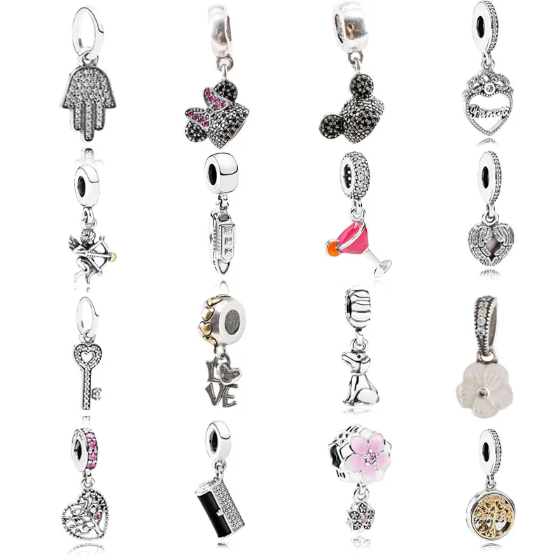 

Micky Minnie Hat Family Roots Princess Crow Hanging Charm Pendant 925 Sterling Silver Original Fit Women DIY Pandora Bracelet