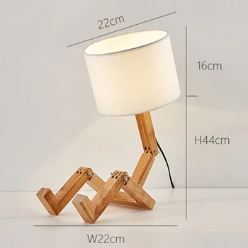 

2020 Wood Robot Shape Folding Table Lamp Creative European Fashion Bedroom Study Bedroom Bedside Linen Lamp Shade Table Lamp
