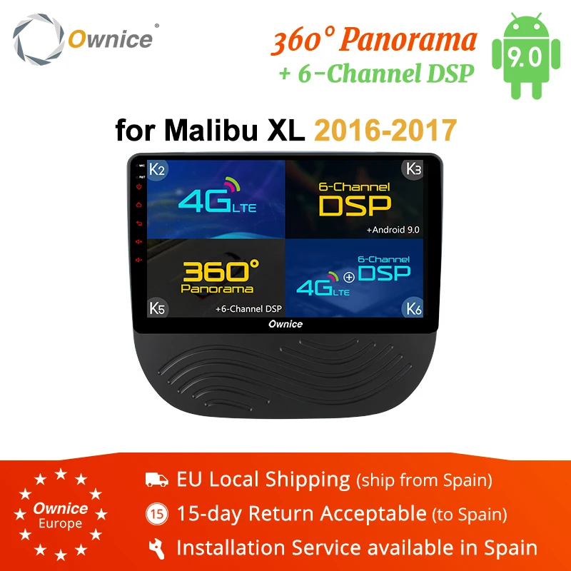 Ownice K3 K5 K6 2 DIN Android 9 0 8 Core 360 Panorama DSP 4G LTE Автомобильный DVD Радио для Chevrolet Malibu XL 2016 2017 GPS