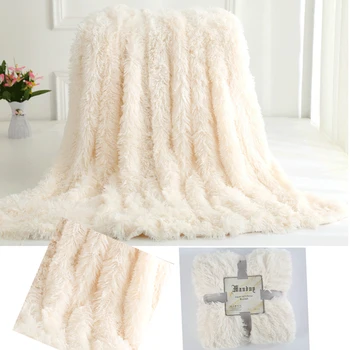 

Elegant Throw Blanket Bedspread Long Shaggy Soft Warm Bedding Sheet Air Conditioning Blanket for Bed Sofa Office Home Textile