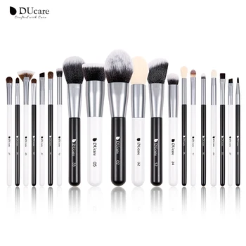 

DUcare 20pcs Black/White Luxe Professional Natural goat hair Brush Foundation Powder Concealer Contour Eyes Blending Brush sets