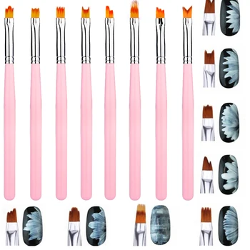 

8pcs/set Smile Moon Shaped Acrylic Nail Art Brush Set UV Gel Polish Gradient Color Tips 3D DIY Painting Drawing Liner Pen Tools