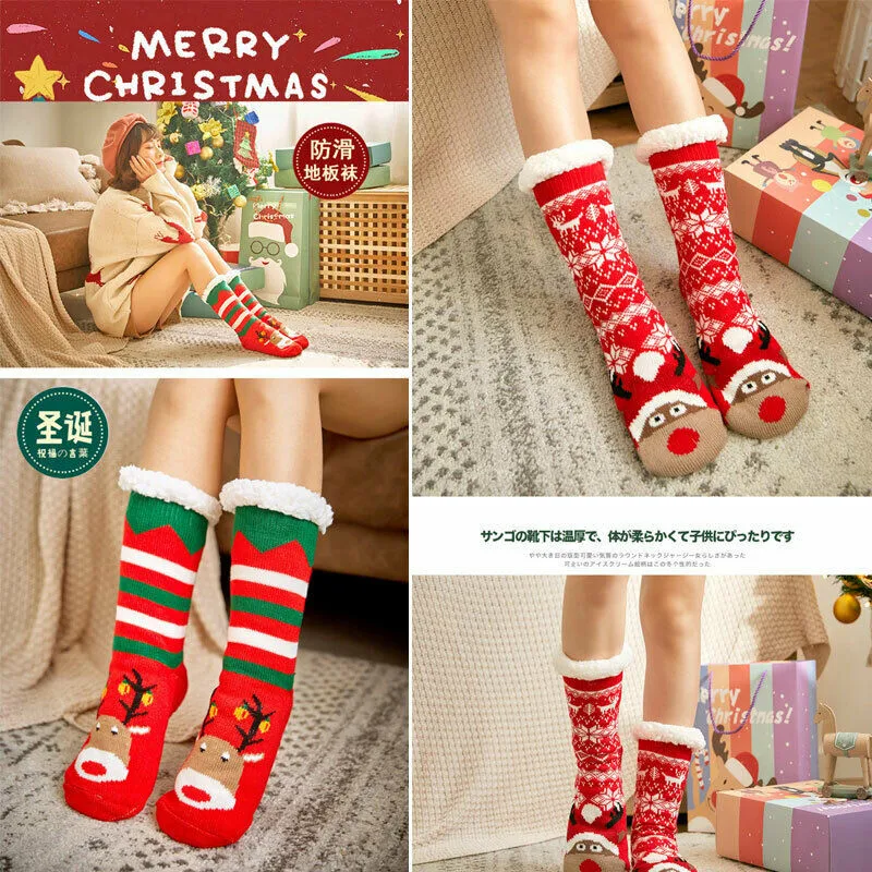 Рождественские носки для девочек и женщин новые модные мягкие пушистые удобные носки женские теплые зимние носки до щиколотки с принтом Рождественские теплые носки