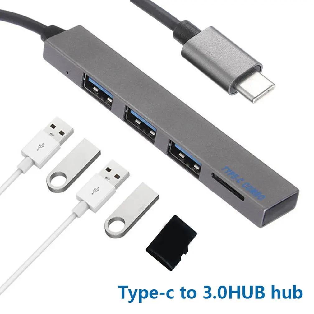 

4 in 1 USB 3.1 Type-C Hub To USB 3.0 Magnesium Alloy Hub with TF Reader Slot 3 Port for MacBook Pro/Air 2018